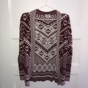 Hippie Rose Open-Front Pattern Cardigan Sweater